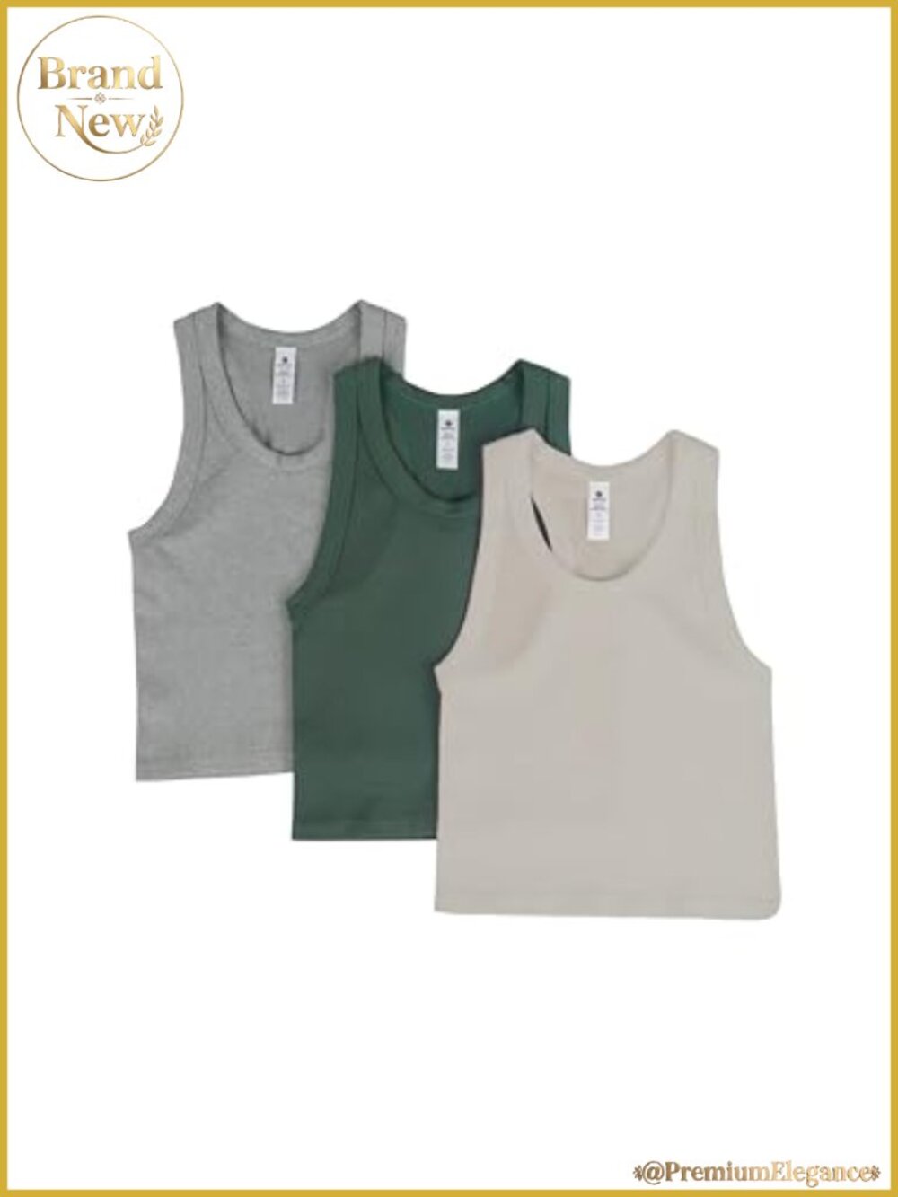 Womens Seamless Ribbed Fitted Racerback Tank Top 3 Pack Workout Gym Top